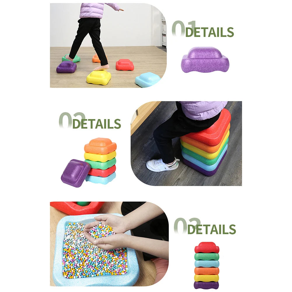 6 Color Multi Color Balance Stone For Kid Promoting Stability Stepping Sensory Toy Stepping Stones Parent-Child Interactive Toys