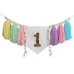Boho 1st Birthday High Chair Banner Pink Party Decoration For Girl Baby Shower Wall Hangings Decorative For Kids Bedroom