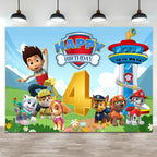 Custom Kids Name Age Paw Patrol Backdrop Boy 1st 2nd 3rd Birthday Party Background Decor Puppy Banner Poster Photo Studio