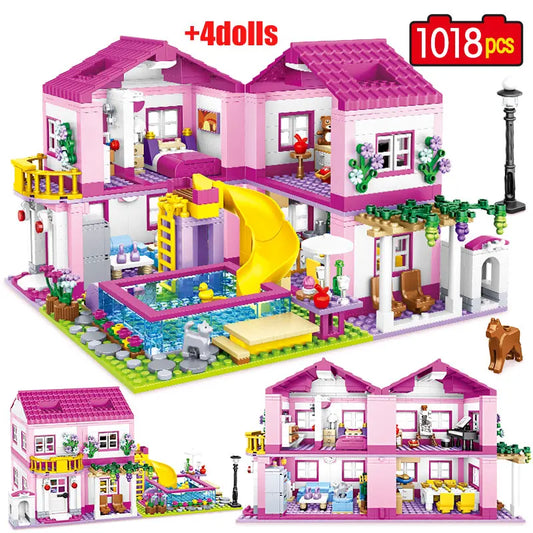 1018pcs Summer Villa House Building Blocks Friends Garden Set