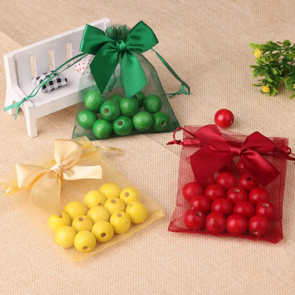 10pcs/20pcs 9x12 10x15 13x18cm New Design Bow Organza Bags Jewelry Candy Packing Bag Wedding Party Gift Storage Drawstring Pouch