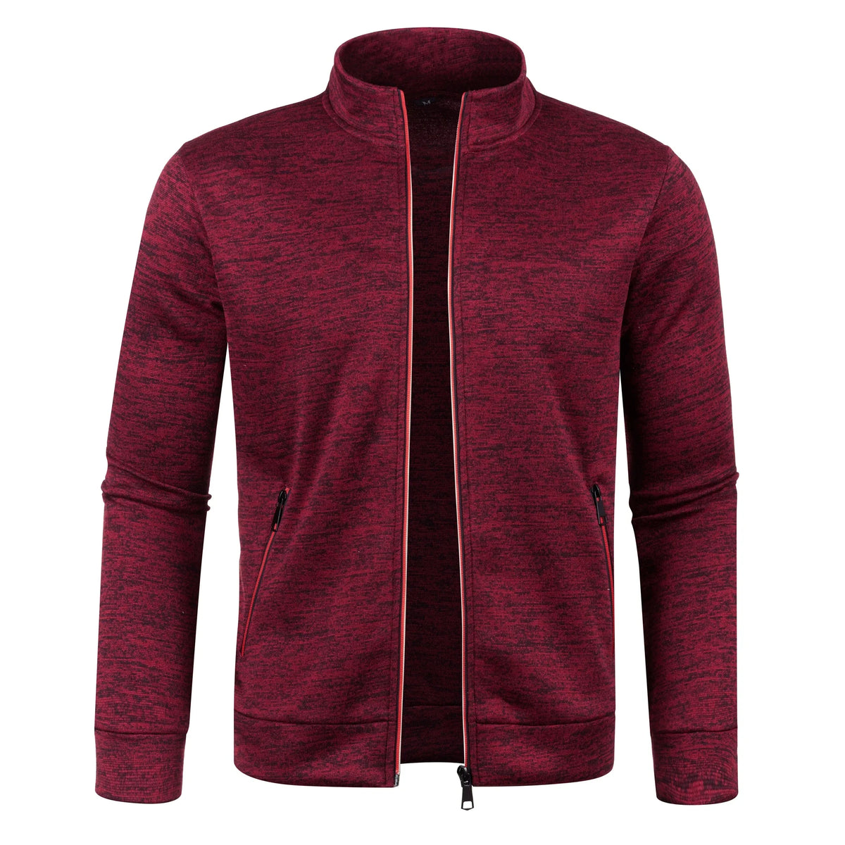 Autumn and Winter Men's New Long Zipper Color Block Sweater Sleeves Thin Plush Sweater Jacket Casual Slim Fit Comfortable Coat