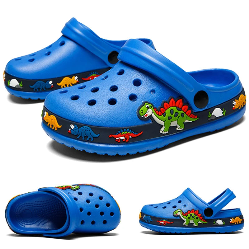 Kids Clogs Garden Shoes Boys Girls Unicorn Dinosaur Beach Flat Sandals Slippers Children Sandals Anti Skid Slipper Summer Hole