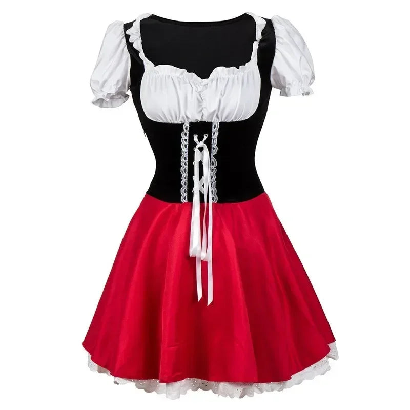 Little Red Riding Hood Costume Cape Dress up Halloween Cosplay Fairy Tale Princess for Women Adult