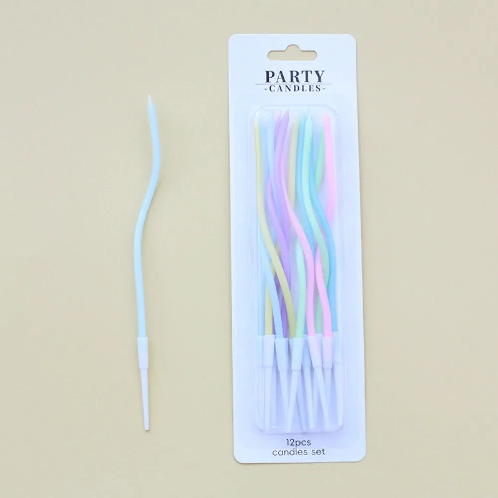 6/12/48pcs/1case Birthday Candles Spiral Cake Candles  Long Thin Cake Candles For Wedding Party And Cake Decoration