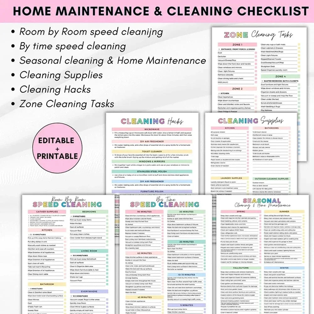 Daily Weekly Monthly Household Cleaning Planner Notebook Family Chore Chart Home Cleaning Task Schedule Organizer
