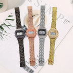Rose Gold Digital Sports Watch – Retro Electronic Wristwatch