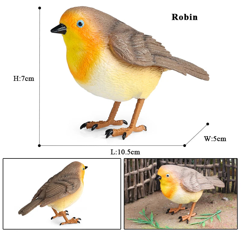 Oenux Garden Bird Figurines Snowy Owl Toucan Bucerotidae Animals Model PVC Action Figures Collection Toys For Kids Birthday Gift