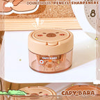 Cute Capybara Cartoon Flip-Top Dual Hole Sharpener for Kids Mini Portable Compact Pencil Sharpener School Supplies Learning Tool