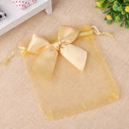 10pcs/20pcs 9x12 10x15 13x18cm New Design Bow Organza Bags Jewelry Candy Packing Bag Wedding Party Gift Storage Drawstring Pouch