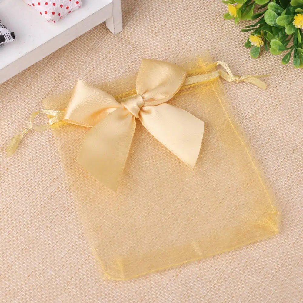 10pcs/20pcs 9x12 10x15 13x18cm New Design Bow Organza Bags Jewelry Candy Packing Bag Wedding Party Gift Storage Drawstring Pouch