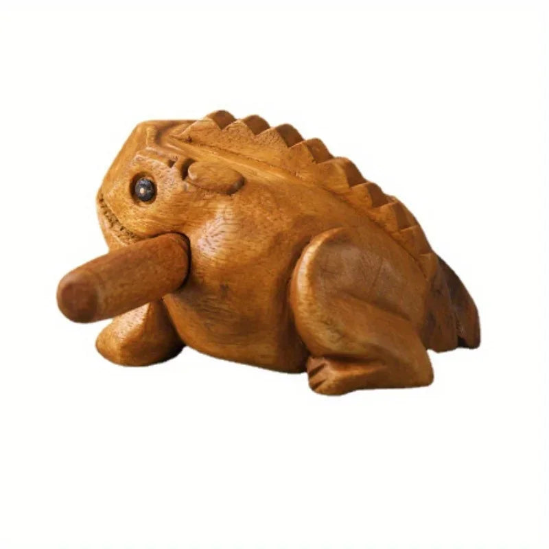 1PC Thailand Frog Wood Carving Ornaments Hand-carved Toad Creative Vocal Toys Solid Wood Toad Craft Scenic Souvenirs