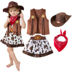 Cowboy Costume for Girls Purim Halloween Toddler Child Cowgirl Cosplay Vest Skirt Party Fancy Dress Carnival Birthday Clothes