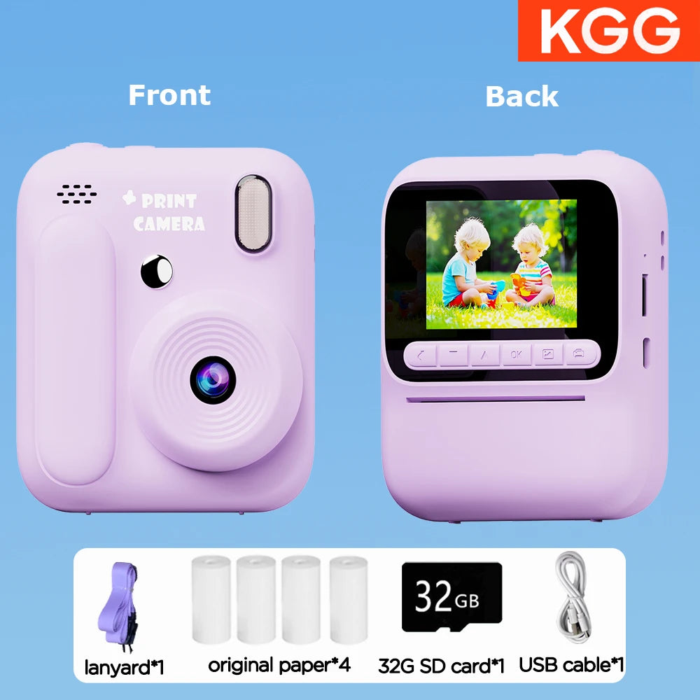Kids Instant Camera Color Printing Camera 32GB 1080P Thermal Print Toys Camera Print Photo Video Games Music Children Gift