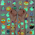 Glow-in-the-Dark Halloween Temporary Tattoos, with a variety of patterns, are suitable as party decorations and gifts，36 sheets