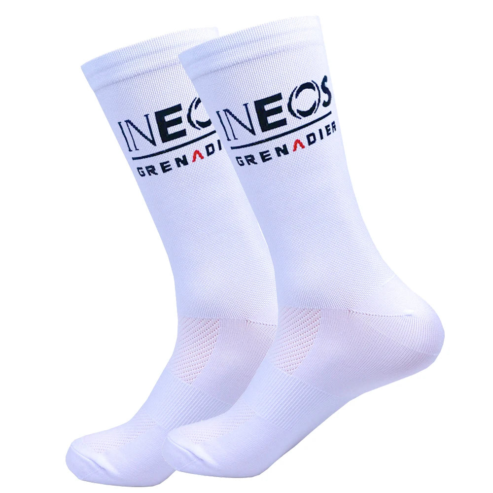 New UAE Cycling Socks rTeam Bike Nurse Compression Road Bike Running Mtb Knee-high White Sports Running Football Socks