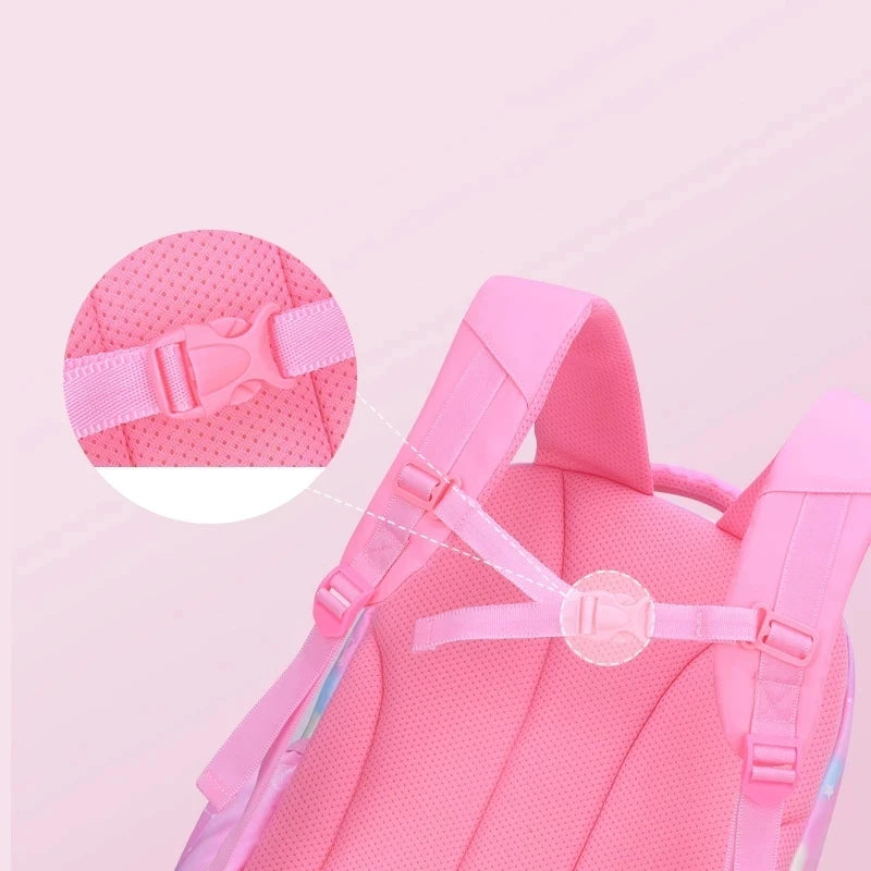 Children Girl Backpack Waterproof Pink School Bag for Kids Comfort