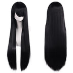 80cm Long Synthetic White Purple Cosplay Wigs Green Hair Straight Silver Wig Pink Hairpiece Lolita Wig with Bangs