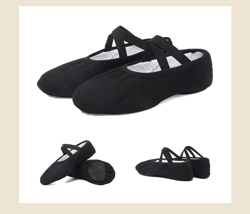 Canvas Ballet Shoes Split Sole Dance Slippers for Kids Adults
