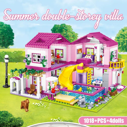 1018pcs Summer Villa House Building Blocks Friends Garden Set