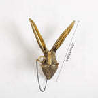 Antique Bronze Resin Animal Pendant Golden Deer Head Wall Storage Hook Up Background Wall Accessories Decorative Figurines