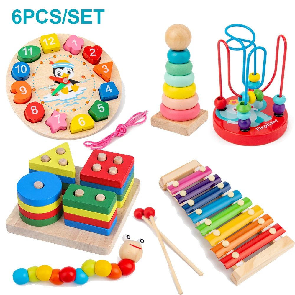Montessori Wooden Toys Set for Babies Educational Learning Puzzle Toy