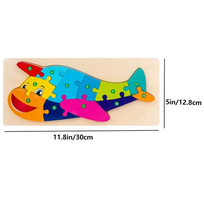 Wooden Puzzles for Kids Number, Dinosaur & Animal Jigsaw Toy