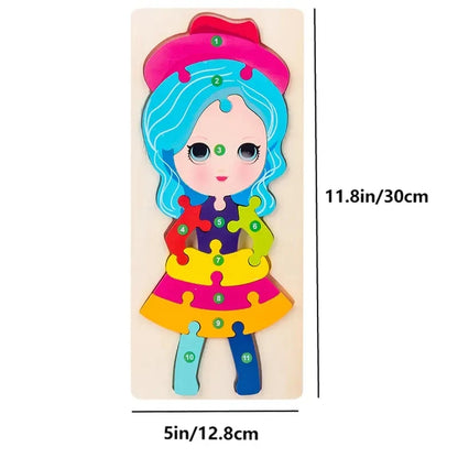 Wooden Puzzles for Kids Number, Dinosaur & Animal Jigsaw Toy