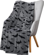 1PC Gifts Blanket Black Bats Printed Flannel Blanket Perfect for Sofa Office Bed Travel Sleep Read Relax Camping four season use