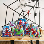 1/4/12Pc Cute Spider Nonwoven Loot Bag Drawstring Pockets Birthday Gift Bags for His Amazing Friends Party Supplies Spider Gifts