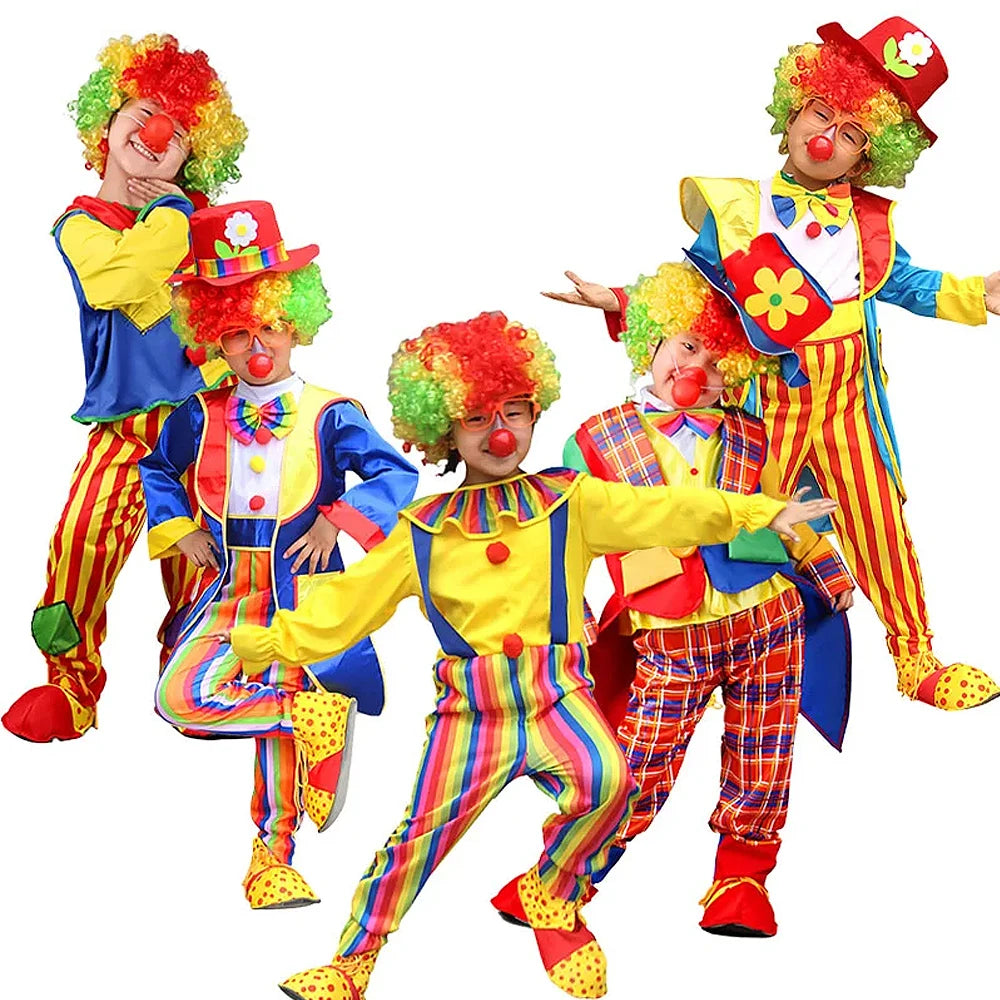Children's Joker Costumes - Carnival Joker Jumpsuit Halloween Party, Circus Performance Costumes,