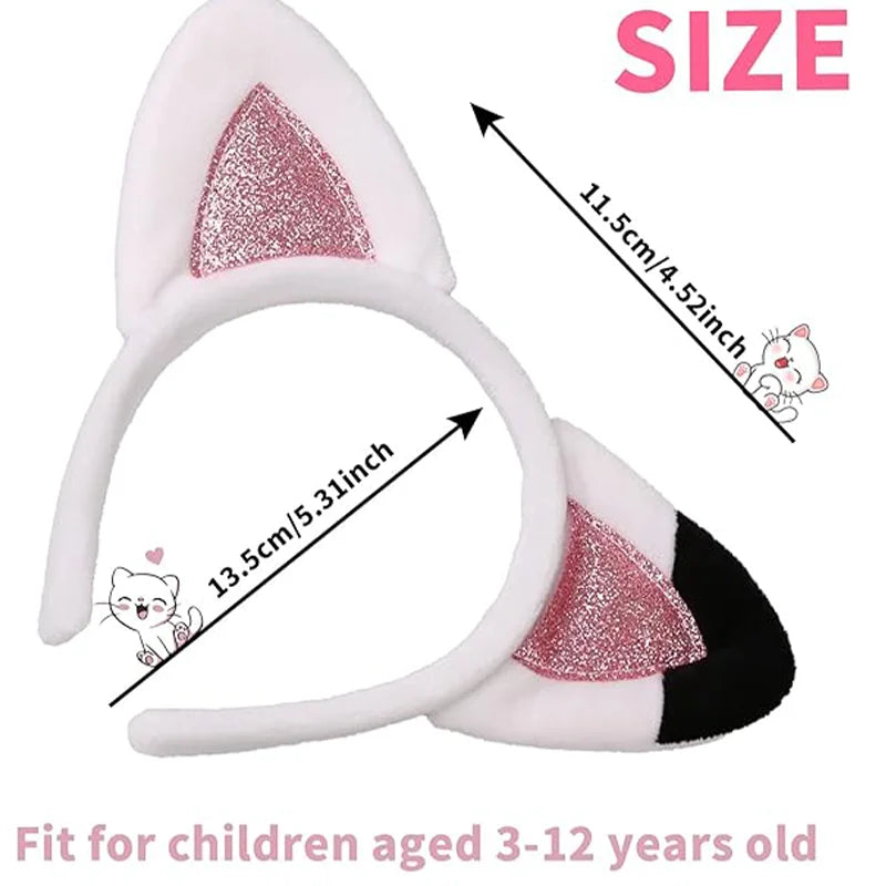 Cute Baby Girls Cat Ears Glitter Headband Kawaii Headwear For Kids Toddler Halloween Party Accessories Hairhoop Birthday Gifts
