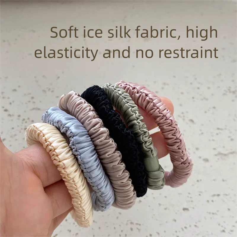 3PC High-level Ice Silk Soft Fabric High Elasticity Hair Ties Rope Accessories for Women Girls Ponytail Holder Korean