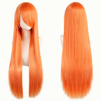 80cm Long Synthetic White Purple Cosplay Wigs Green Hair Straight Silver Wig Pink Hairpiece Lolita Wig with Bangs