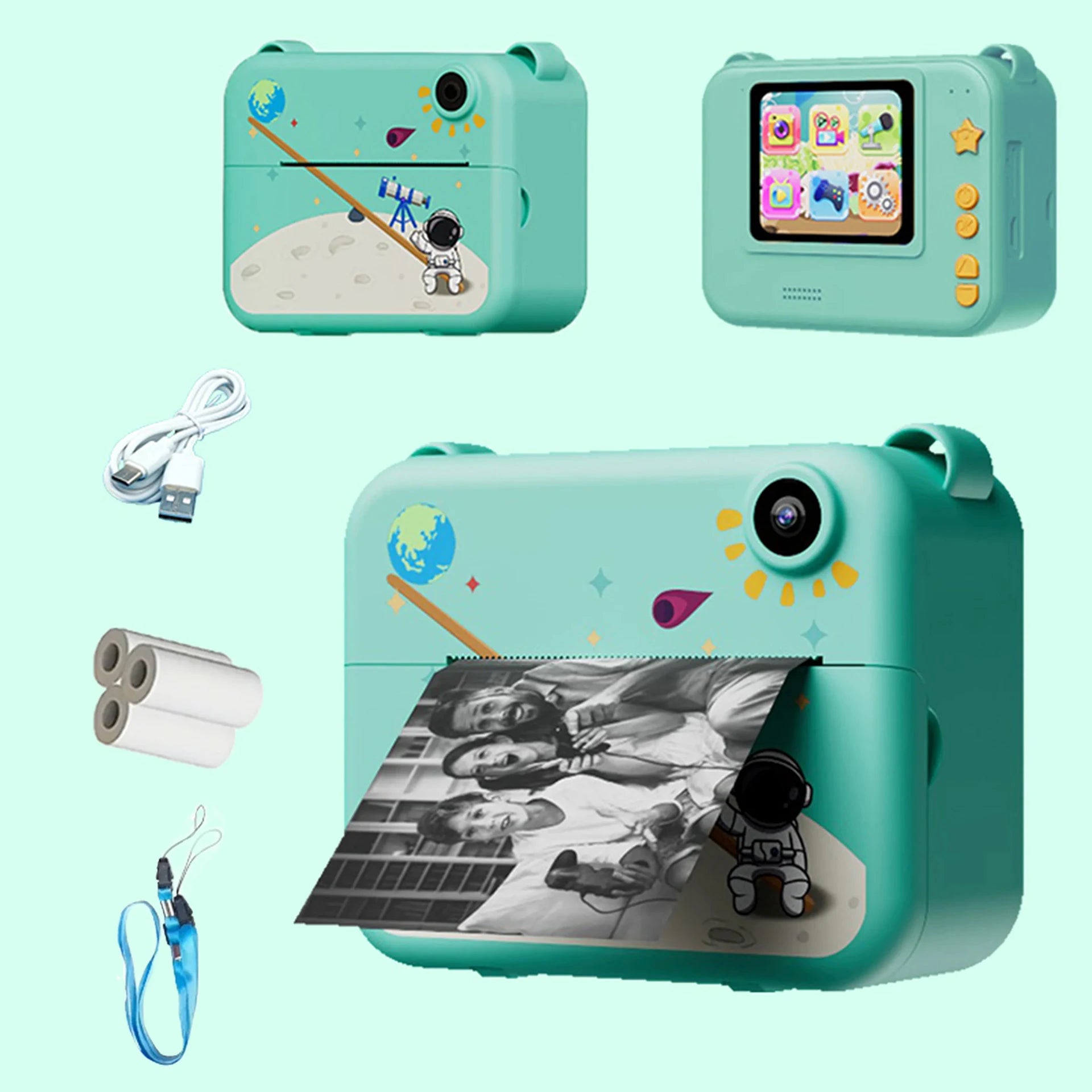 Kids Camera Digital Children Camera 1080P HD Mini Thermal Printer Video Recorder with Instant Print Photo Festive Gift for Kids