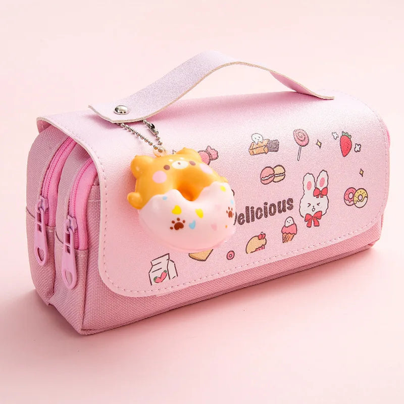 Cute Decompression Pencil Case Large Capacity Storage Bag Back to School Supplies Kawaii Korean Stationery Pen Cases
