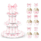 Pink Bow Cupcake Liners Coquette Bow Cupcake Wrappers Baking Cups for Baby Shower Wedding Bridal Showers Birthday Party Decors