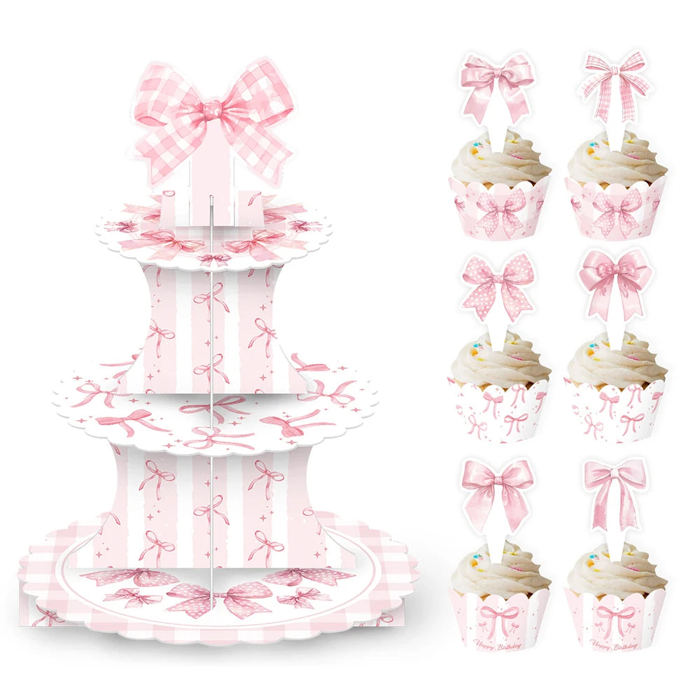 Pink Bow Cupcake Liners Coquette Bow Cupcake Wrappers Baking Cups for Baby Shower Wedding Bridal Showers Birthday Party Decors