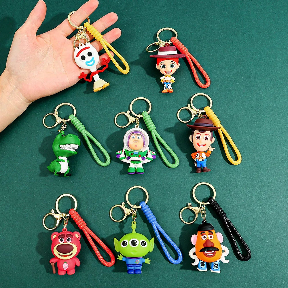 Disney Toy Story Figure Keyring Woody Buzz Alien Smarty Pants Car Keychain Cute Doll Pendant Birthday Christmas Gift for Kids