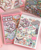 20Pcs Scenes Cartoon Landscape Sticker Book Forest Village DIY 3D Sticker Cabin Scene Pocket Birthday Gift for Kid Child Student