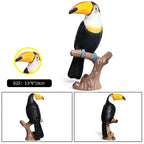 Oenux Garden Bird Figurines Snowy Owl Toucan Bucerotidae Animals Model PVC Action Figures Collection Toys For Kids Birthday Gift