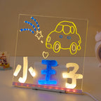 Light Up Acrylic Message Board Rewritable DIY Children's Glowing Drawing Board Message Lamp With 7 Colorful Pens