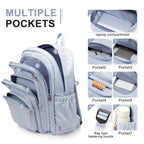 Casual Nylon Backpack, Backpack for Women, Multi-Pocket Design in Light Blue Durable for School, High School and College Bookbag