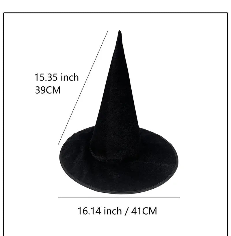 Halloween Witch Hat Flannel Wizard Costume Hat for Parties