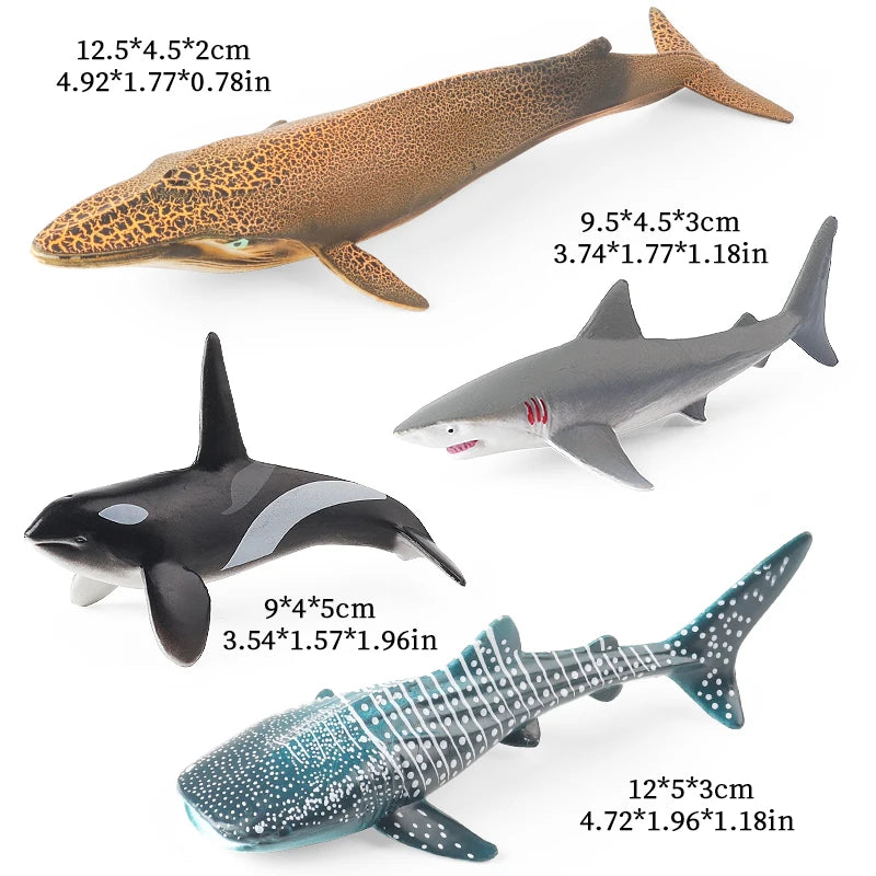 Oenux Ocean Life Animals Whale Dolphin Basking Shark Narwhal Tropical Fish Model Action Figures PVC Education Toy Kids Gift