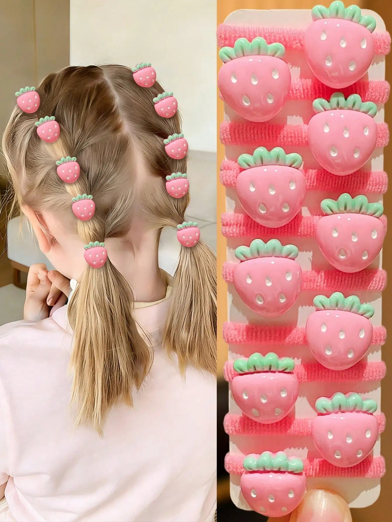 10pcs Multi-Color Strawberry Hair Ties Set Cute Design Girls Hair Accessories Enhances Daily Festive Styling Sweet Gift