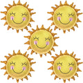 5Pcs 26Inch Smile Face Sun Balloon for Party Mylar Sunshine Balloons Summer Balloon for Sunshine First kids Birthday Decorations