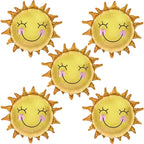 5Pcs 26Inch Smile Face Sun Balloon for Party Mylar Sunshine Balloons Summer Balloon for Sunshine First kids Birthday Decorations