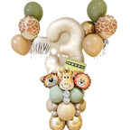 40 pieces new jungle retro animal balloons for kids birthday number 12345  party decoration set with digital columns Tiger Lion