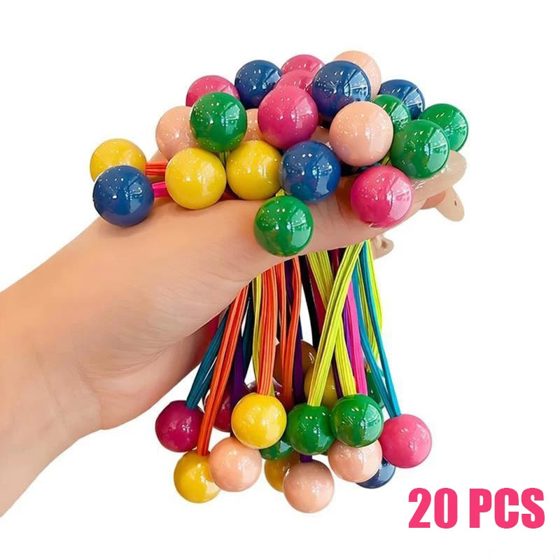 Candy Color Ball Hair Ties for Girls Cute Princess Long Elastic Hair Rope Colorful Beaded Ponytail Holders Kids Baby Hair Bands